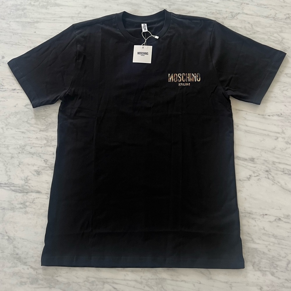 MOSCHINO Swim T Shirt Mens Black Tee Medium - Nwt-  Model V3A0706 - Picture 5 of 10